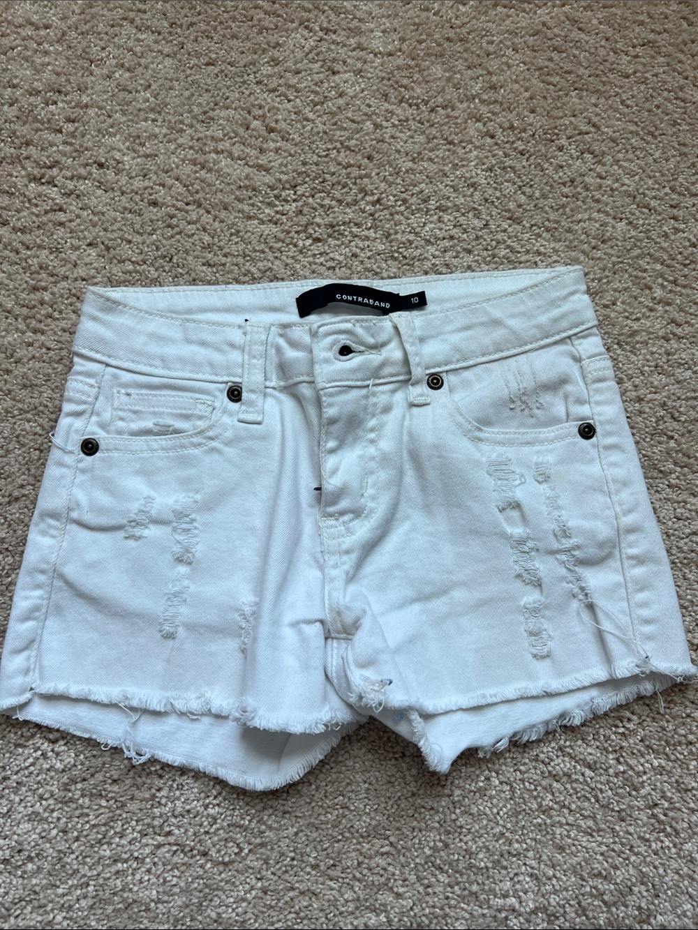 Contraband White Distressed Kids Denim Shorts
